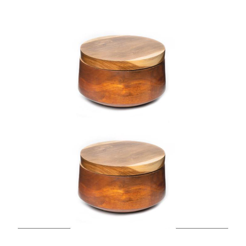 Ensemble de 2 bols en bois arrondis avec couvercle Efran