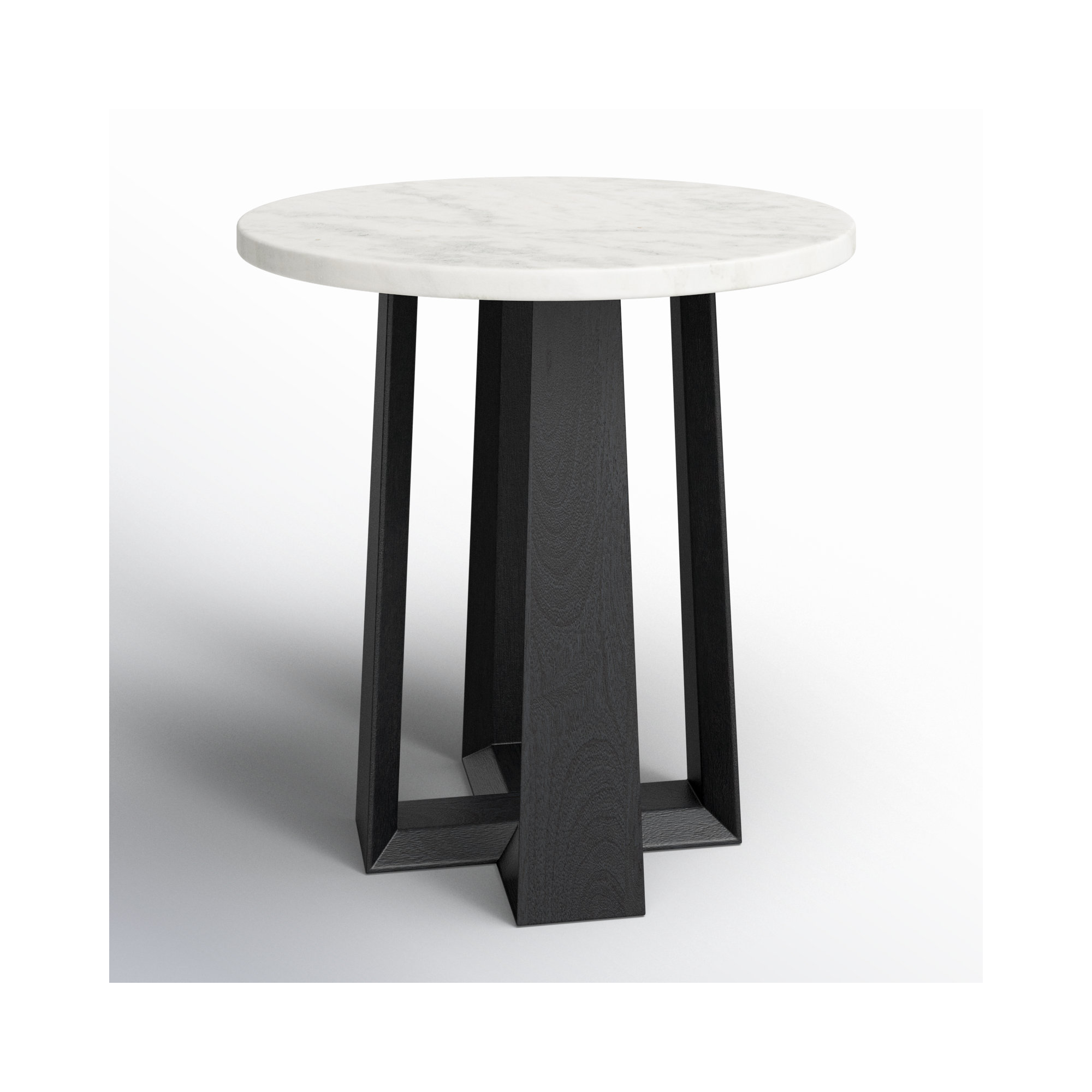 Baudelaire End Table, White Gray Marble, Black