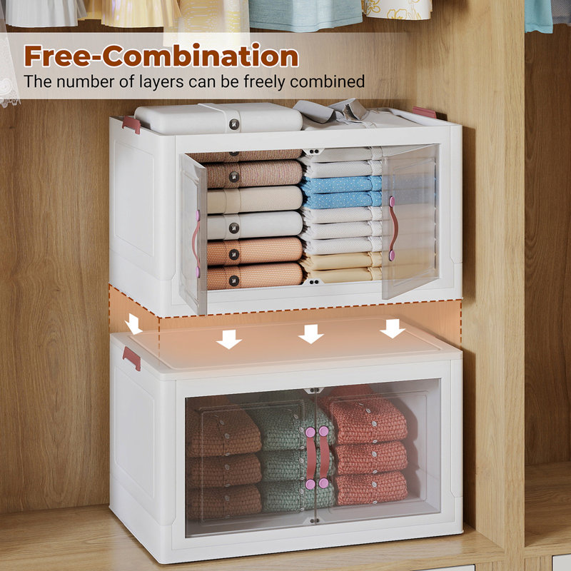 Armoire de rangement pliable à 4 niveaux - Organisateur pliable en plastique PP robuste pour placard, chambre à coucher, garage et dortoir, aucun outil nécessaire, facile à ranger
