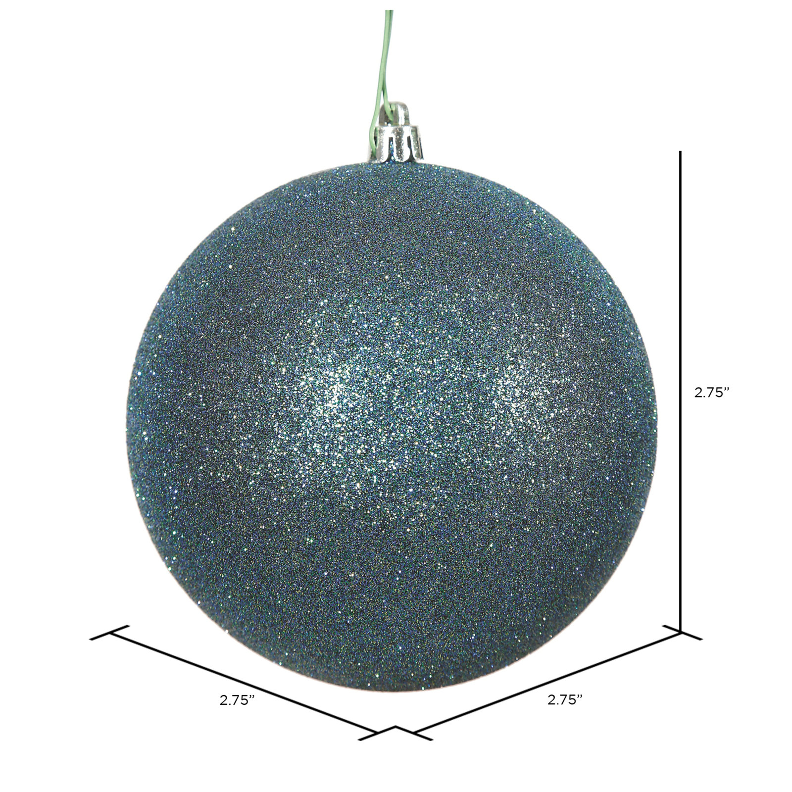 Holiday Décor Ball Ornament, 2.75" H x 2.75" W x 2.75" D, Sea Blue