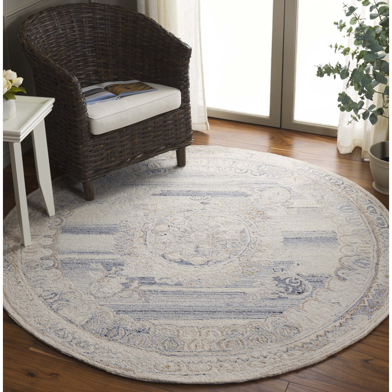 Tapis oriental performance en laine et coton touffetés Chenee, Rond 6 pi