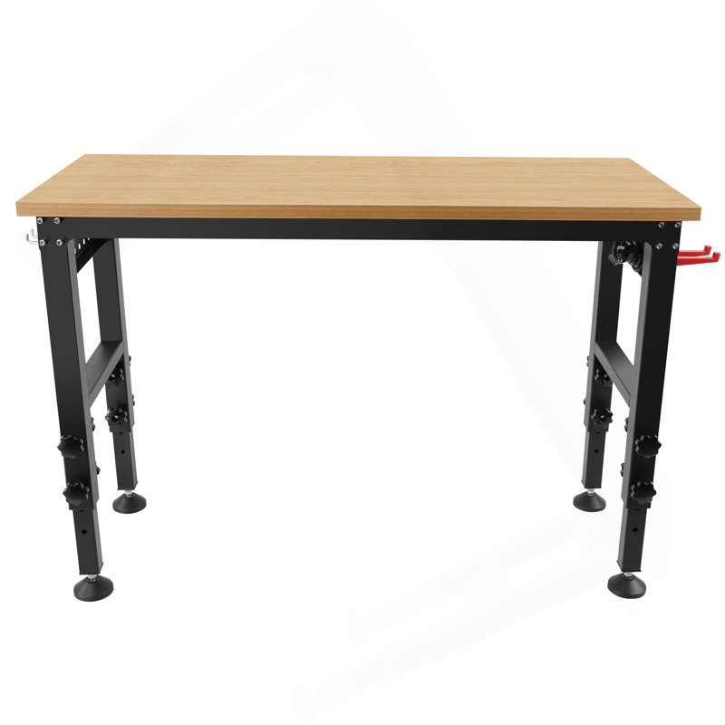 Établi réglable 48 po avec prise de courant, établi robuste en bois franc pour atelier, bureau, garage et maison