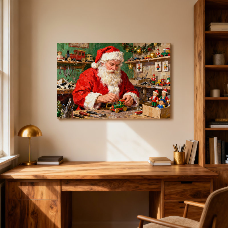 Noël, père Noël, artisanat, train, atelier, scène, H 12 po x l 18 po