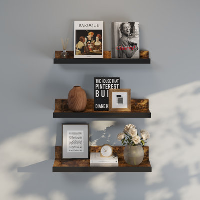 3pcs Floating Wall Shelves CD DVD Books Storage Shelf Display Unit for Bedroom Living Room Study Room