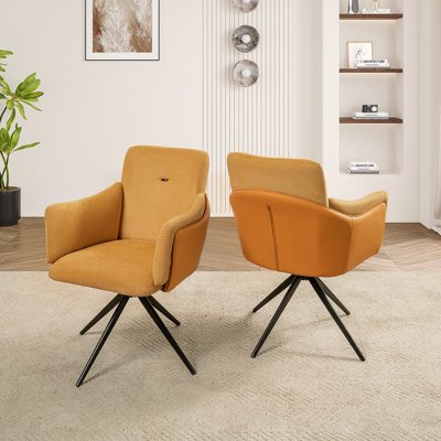 Ensemble de 2 chaises de bureau pivotantes 360 Home, 2 chaises de salle à manger et de chambre à coucher modernes avec base en métal, chaise de maquillage confortable