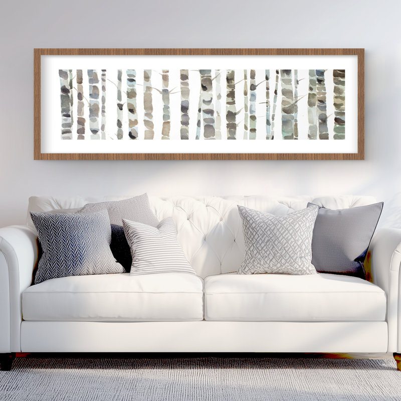 Aquarelle, impression de forêt de bouleaux | Décoration de chambre encadrée