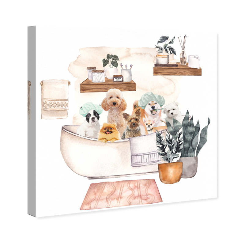 Reproduction d'art sur toile, "Dog Bath Tub" par Trinx, H 30 po x l 30 po x P 0,75 po