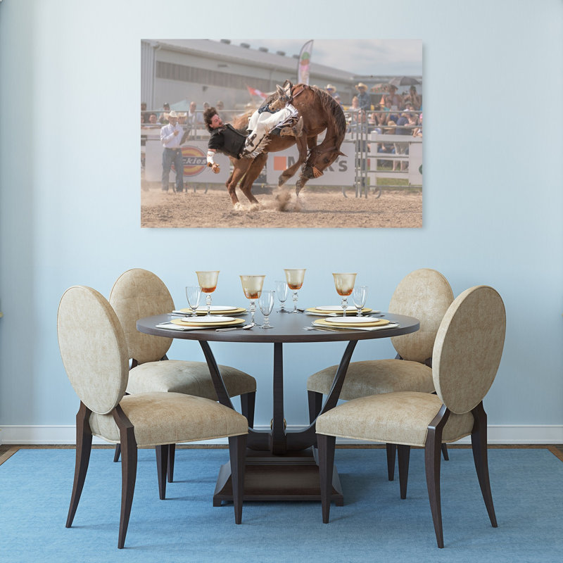 Wild Rodeo Ride Contemporary, reproduction d'art murale cheval, 32" H x 48" W