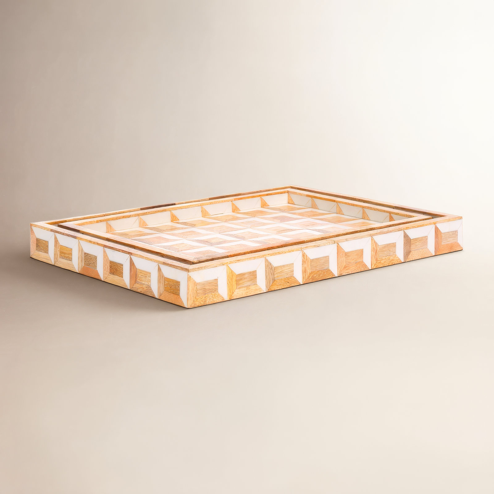 Hendrix Resin/Mango Wood/Mdf Tray Set