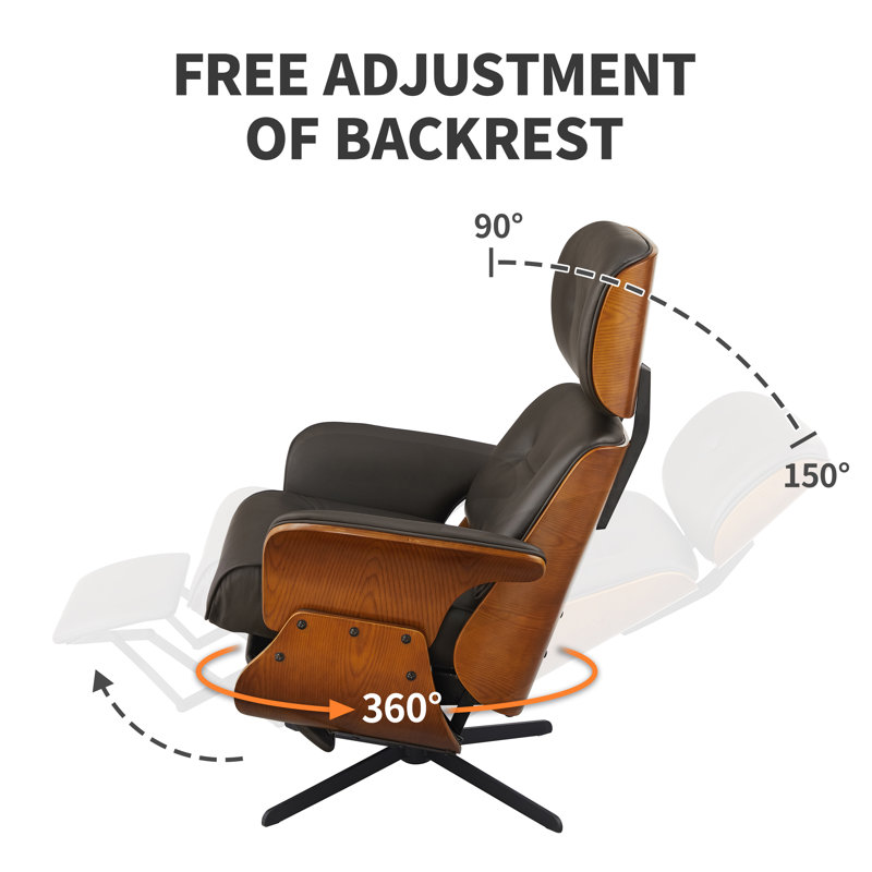 Genuine Leather Recliner Lounge Chair, Black