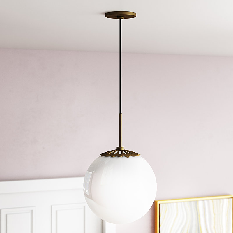 Bagimont 1 - Light Single Globe Pendant, Aged Brass, 16.5" H x 11.5" W x 11.5" D