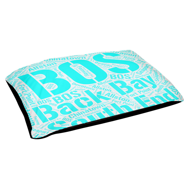 Coussin de chien « districts », Cyan, Grand (l 40 po x P 30 po x H 14 po), Boston
