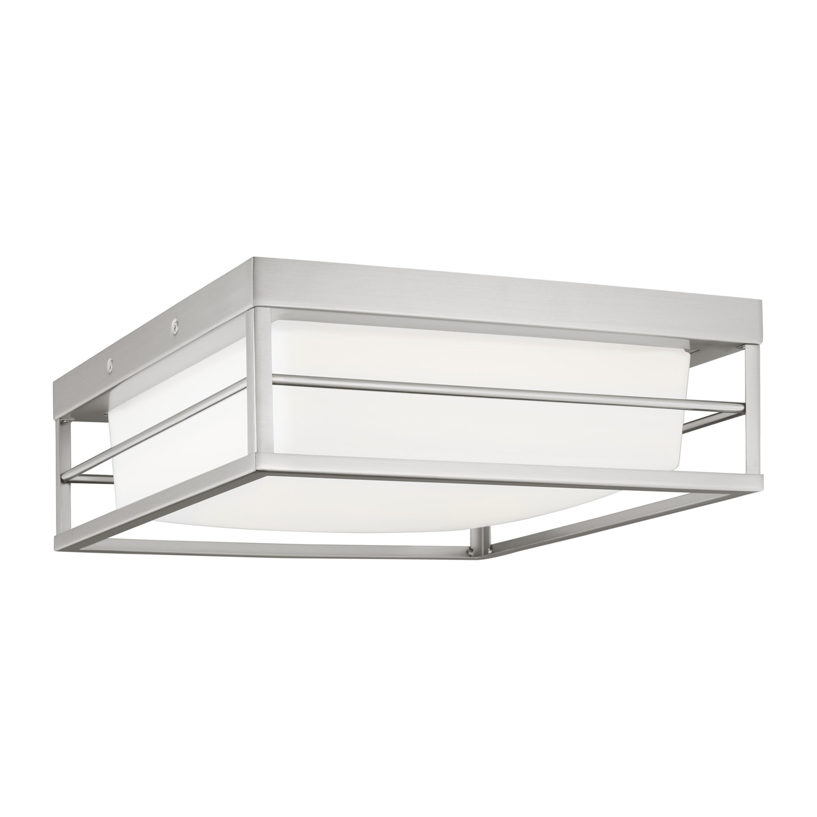 Krista Single Light Glass LED Flush Mount, Brushed Nickel, 4.25" H x 12" W x 12" D