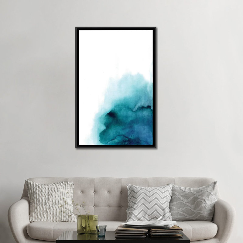 « blue drop », reproduction sur toile, H 26 po x l 18 po x P 1,5 po, Toile avec cadre noir, Pas de tapis