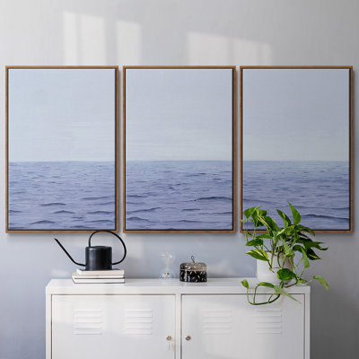 «Grayscale Seascape II», reproduction sur toile 3 pièces