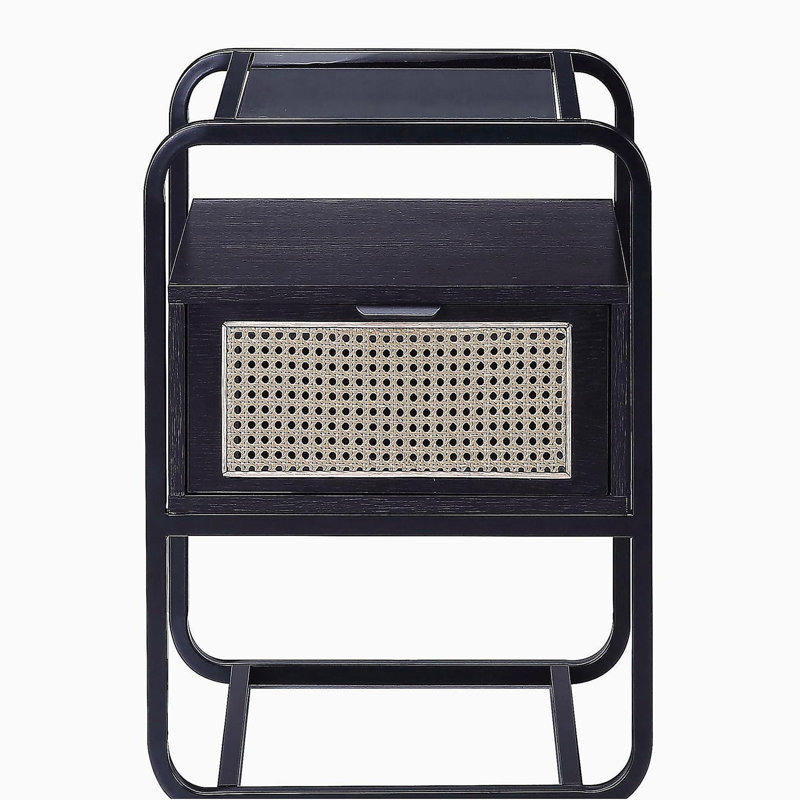 Table d'appoint noire avec plateau en verre