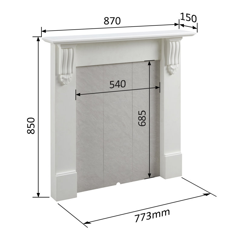 BASKET FLAMME 77cm W White Electric Stove