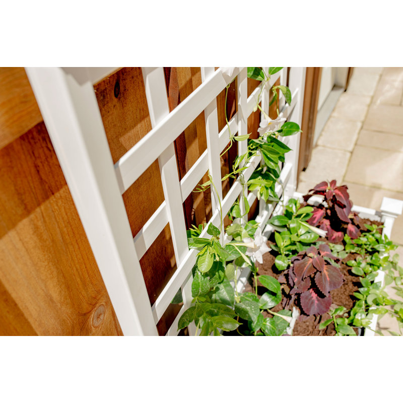 White Vinyl Outdoor Planter Box with Trellis