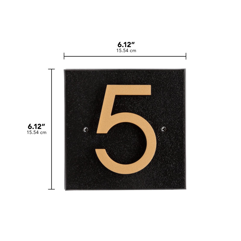 Floating 1-Number Horizontal Sign, Black /w/ Black / Gold Modern Font Number, Yes
