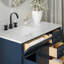 Meuble-lavabo simple Jameal de 36 po en bois massif avec comptoir en marbre de Carrare de 0,75 po et lavabo ovale dÃ©calÃ© Ã  droite-566077836-566077835-598961053