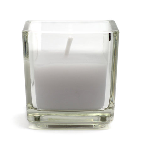 Bougie votive carrée en verre sans parfum, Lavande, Ensemble de 12