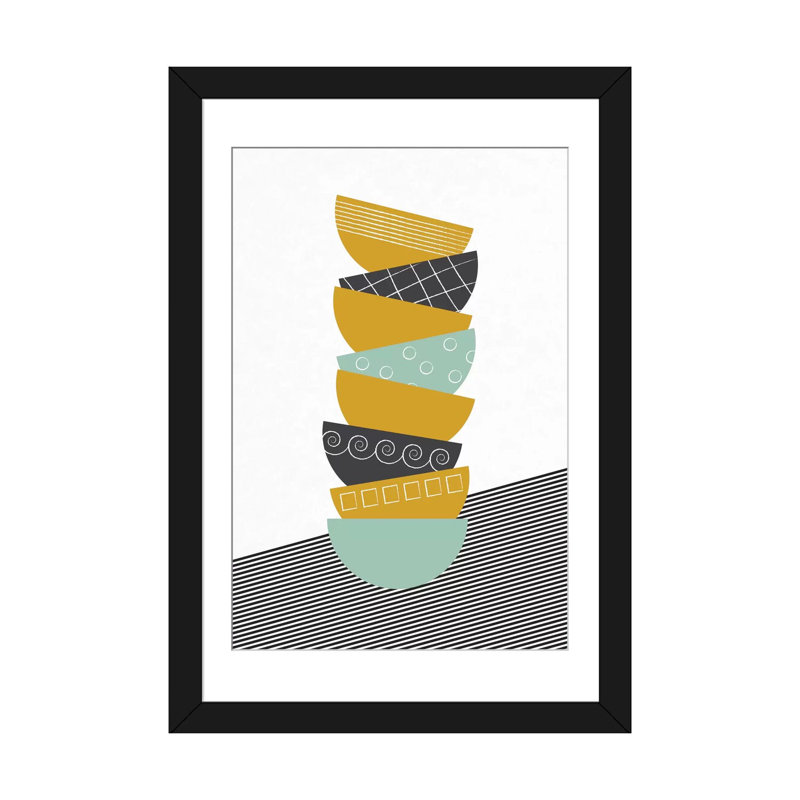 «Bowls», impression sur toile tendue, Papier d'art encadré noir, Blanc, H 32 po x l 24 po x P 1 po