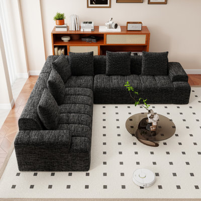 Canapé modulaire en chenille avec méridienne en L 108 po avec méridienne Boneless