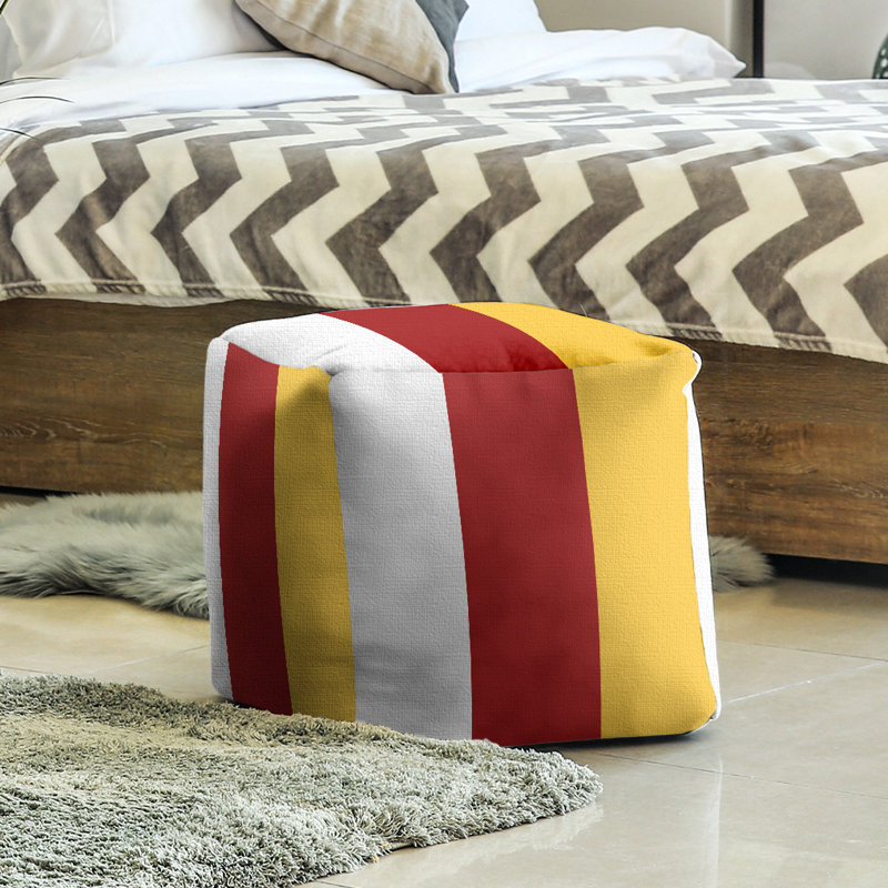 Repose-pieds cube la ours college stripes, Blanc / rouge / jaune
