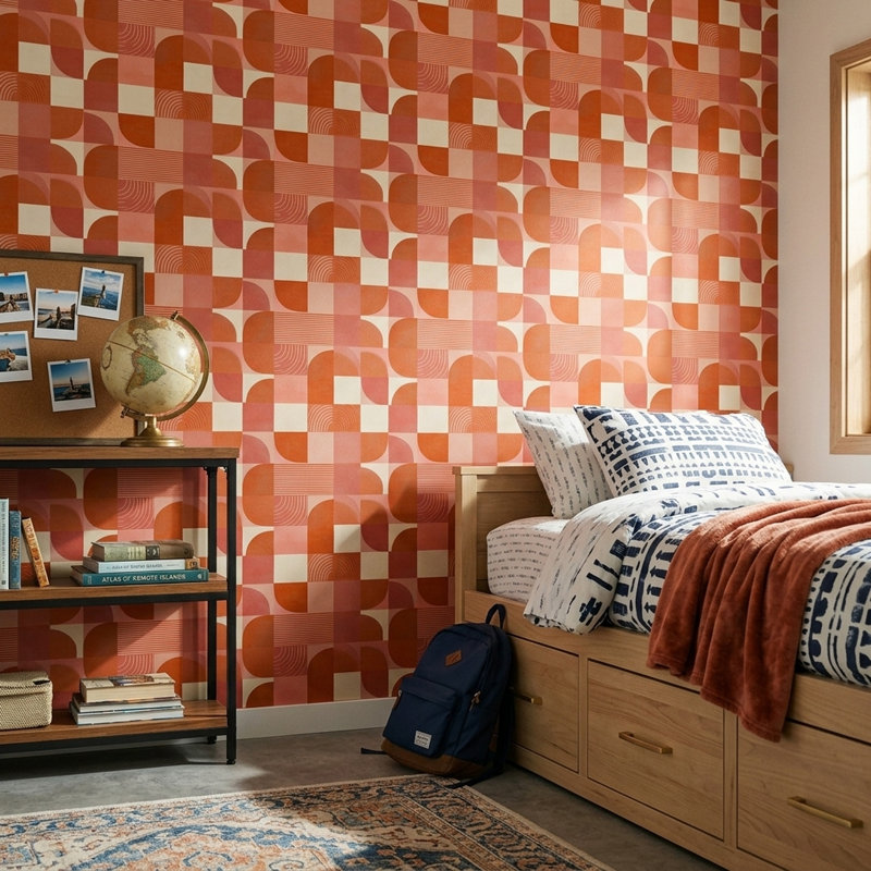 Murale rétro Mid Century, Peel and Stick