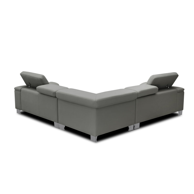 Camuto 5 Seater Genuine Leather Corner Sofa , Grey