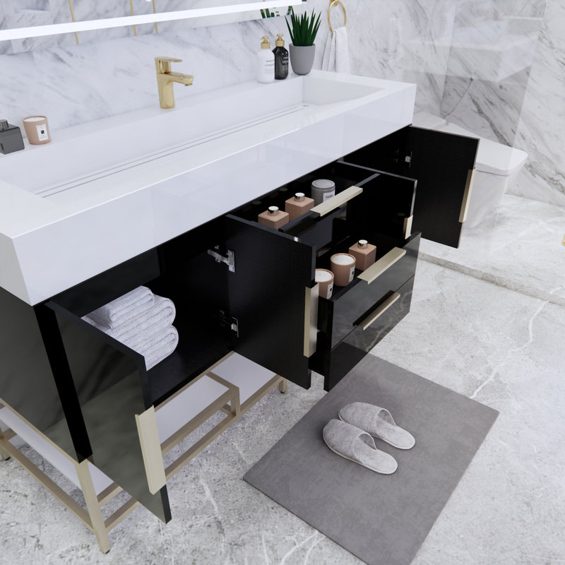 Ensemble de meuble-lavabo simple 59 po Glasgow, Noir très lustré
