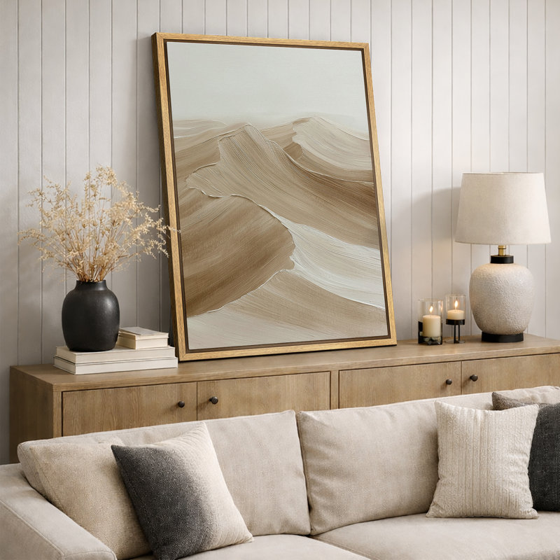 Taupe, œuvre d'art abstraite grise, photos de salon moderne, impression sur toile encadrée, H 24 po x l 16 po x P 1,5 po