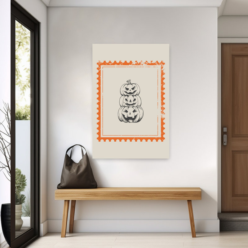 Citrouilles d'Halloween empilées - Affiche murale d'automne vintage, H 60 po x l 40 po
