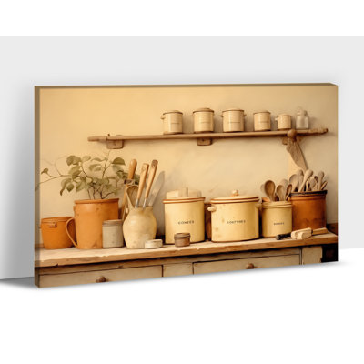 Adriany Vintage Rustic Tableware Still Life Canvas Prints Poster Framed Painting Picture Wall Artwork Decoration for Kitchen Dining Room Home Decor Ready to Hang, 20×30 Inches