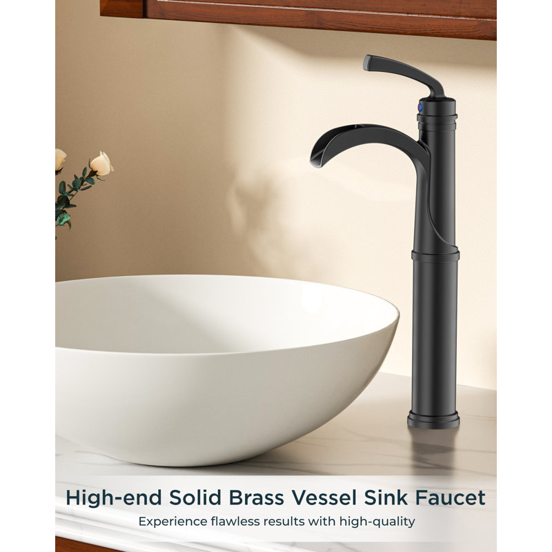 Robinet de lavabo vasque à poignée simple avec drain, Noir mat