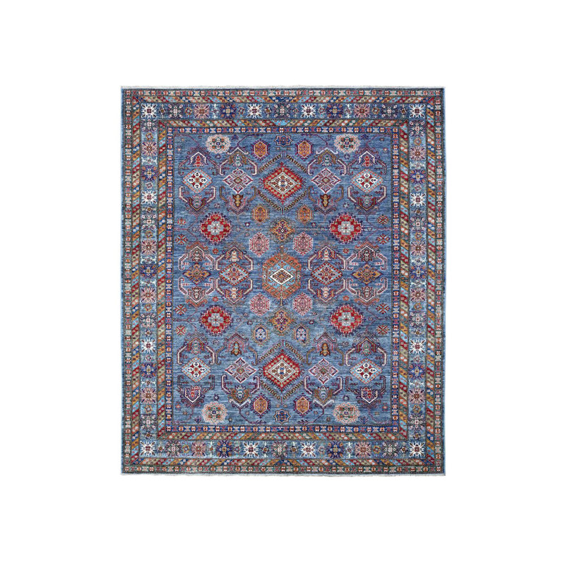 Tapis oriental géométrique en laine noué à la main super Kazak 8 pi x 9 pi 6 po C157D04FBBF44E0194920801C1CF927E