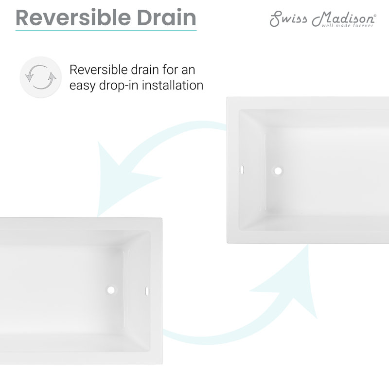 Voltaire 36" White Acrylic Drop-In Bathtub