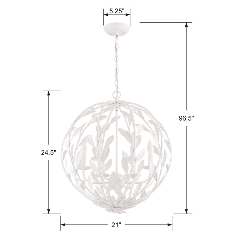 Broche 6 Light Candle Chandelier, White