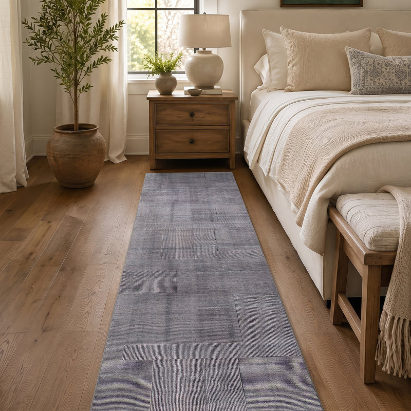 Tapis gris antidérapant Lin Lin, Gris, 2 pi x 8 pi