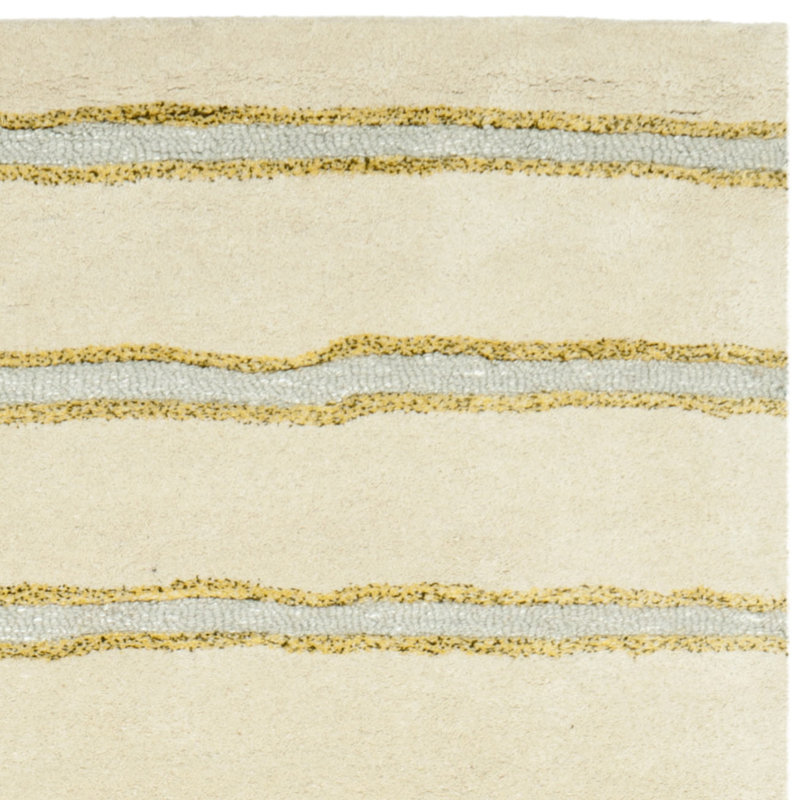 Schmier Martha Stewart Hand Tufted Wool/Viscose Striped Rug in Beige, Rectangle 2'6" x 4'3"