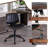  Armless Desk Chair, Modern Office Chair no Arms, Vanity Chair, PU Leather Computer Task Chairs, Ergonomic Desk Chairs for Home Small Space, Dorm, Adjust Height Swivel with Wheels, Mid Century-40327763