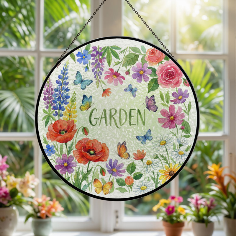 Panneau de vitrail de jardin 12 "H 12", H 12 po x l 12 po
