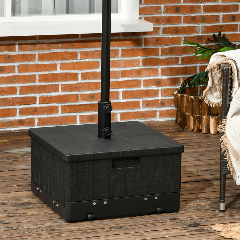 Base de parasol d'extérieur 31, capacité de 175 lb, noir, avec roues et poignées verrouillables, peut servir de pot de fleurs pour table de bout