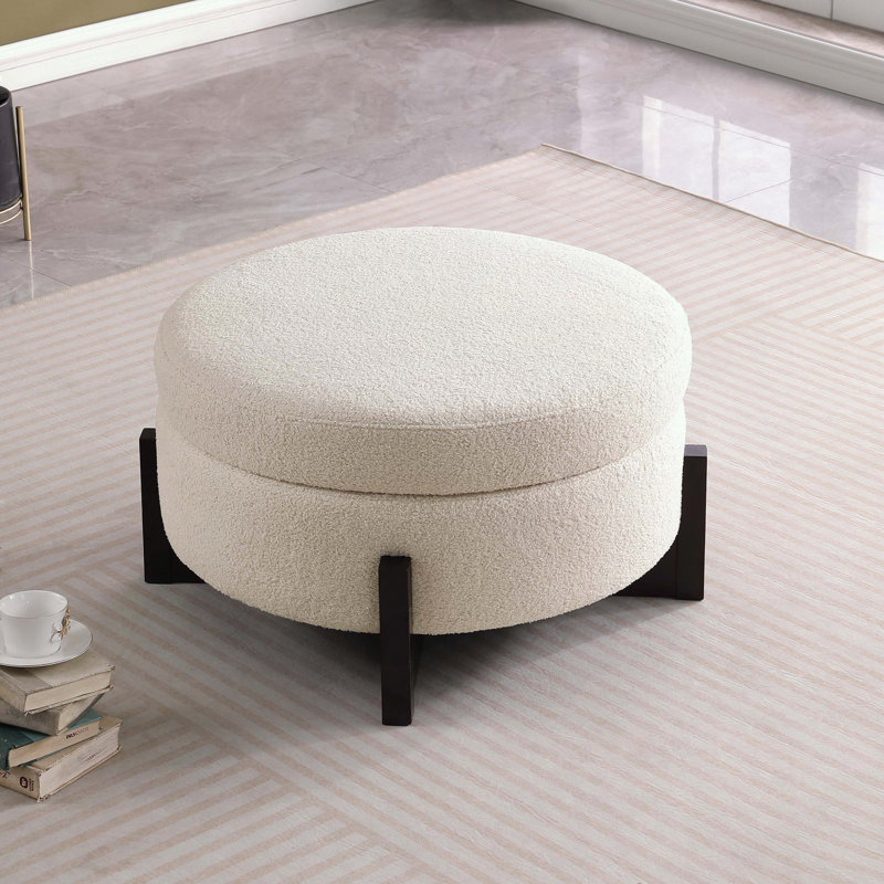 Round Ottoman with Storage and Fold-Out Legs