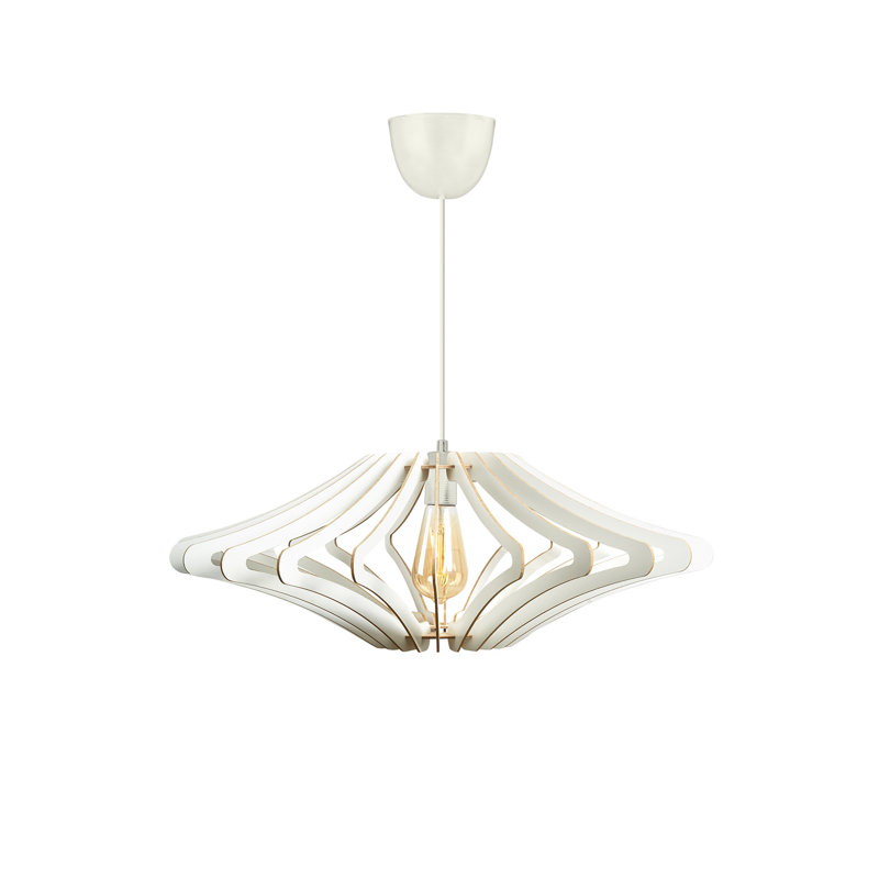 Lustre élégant de style scandinave, corps en panneau de fibres à densité moyenne blanc, 18,5 po x 18,5 po | Câble réglable, hauteur totale: 21,7 pouces | Douille E27, 40 W maximum | Parfait pour les décors modernes et les espaces éclairants