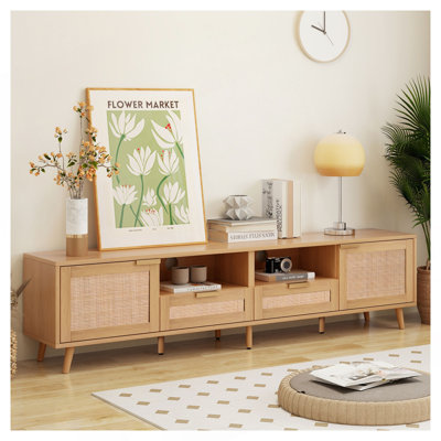 Rattan TV Stand for TVs up to 85