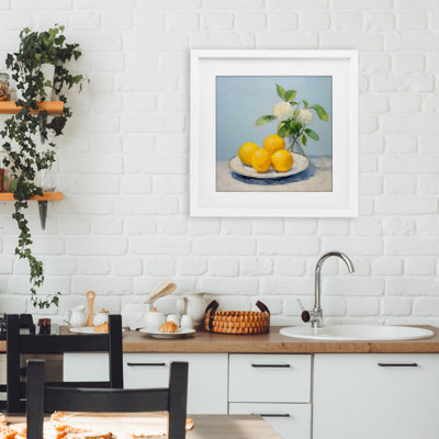 Vase de fleurs et de citrons, reproduction sous verre, design by Creative Studio