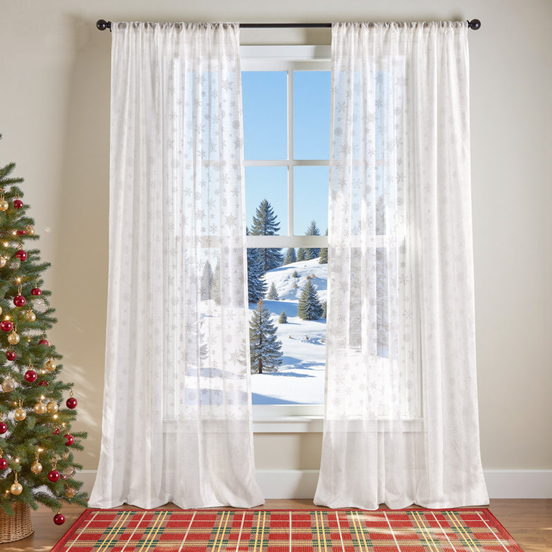 Rideaux de Noël flocon de neige pour le salon chambre à coucher voilage blanc rideaux décorations de Noël d'hiver