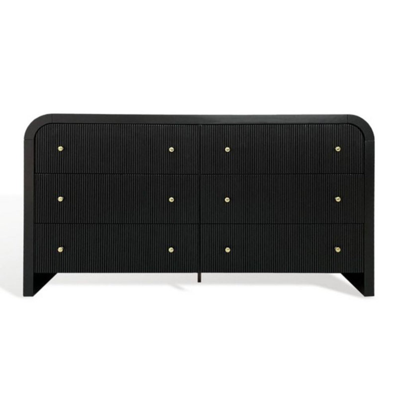 Commode à six tiroirs, Noir