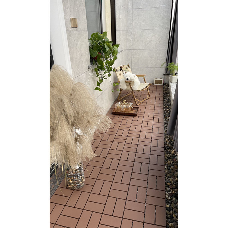 Carreau de terrasse emboîtable en plastique brun Sinahi 12 po x 12 po